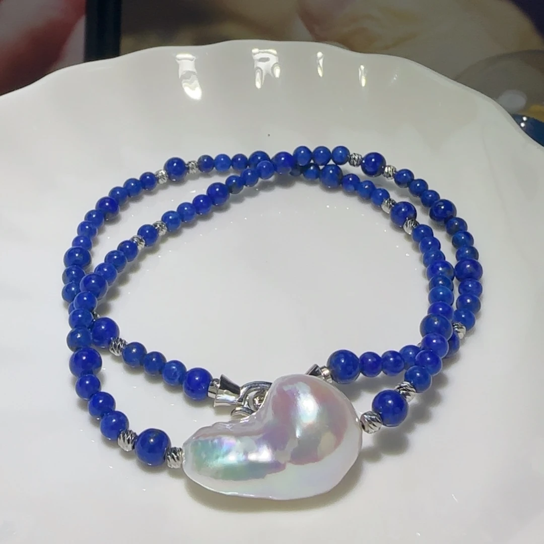 淡水珍珠银S925镶嵌颈饰