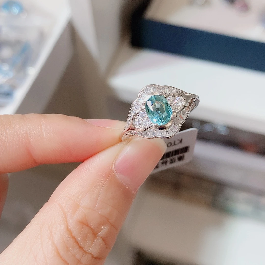 银S925镶嵌戒指碧玺