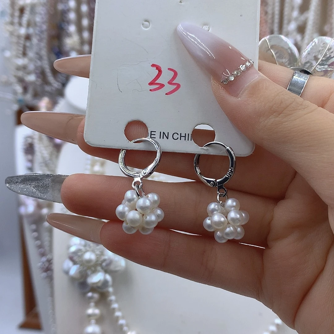 银S925镶嵌淡水珍珠项链耳饰