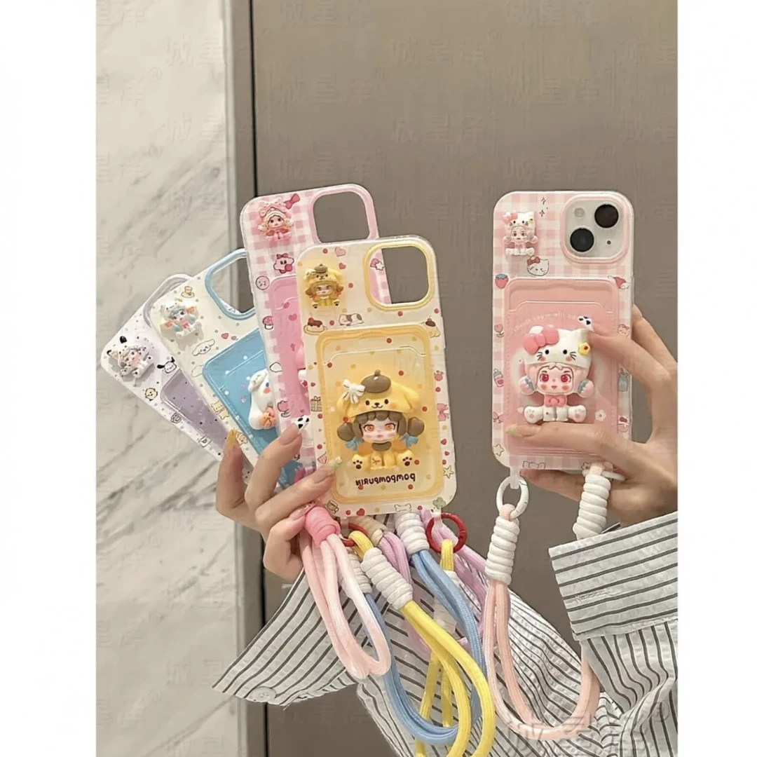 卡包三丽鸥适用苹果16Pro手机壳iPhone/华为/VIVO/OPPO/小米全包