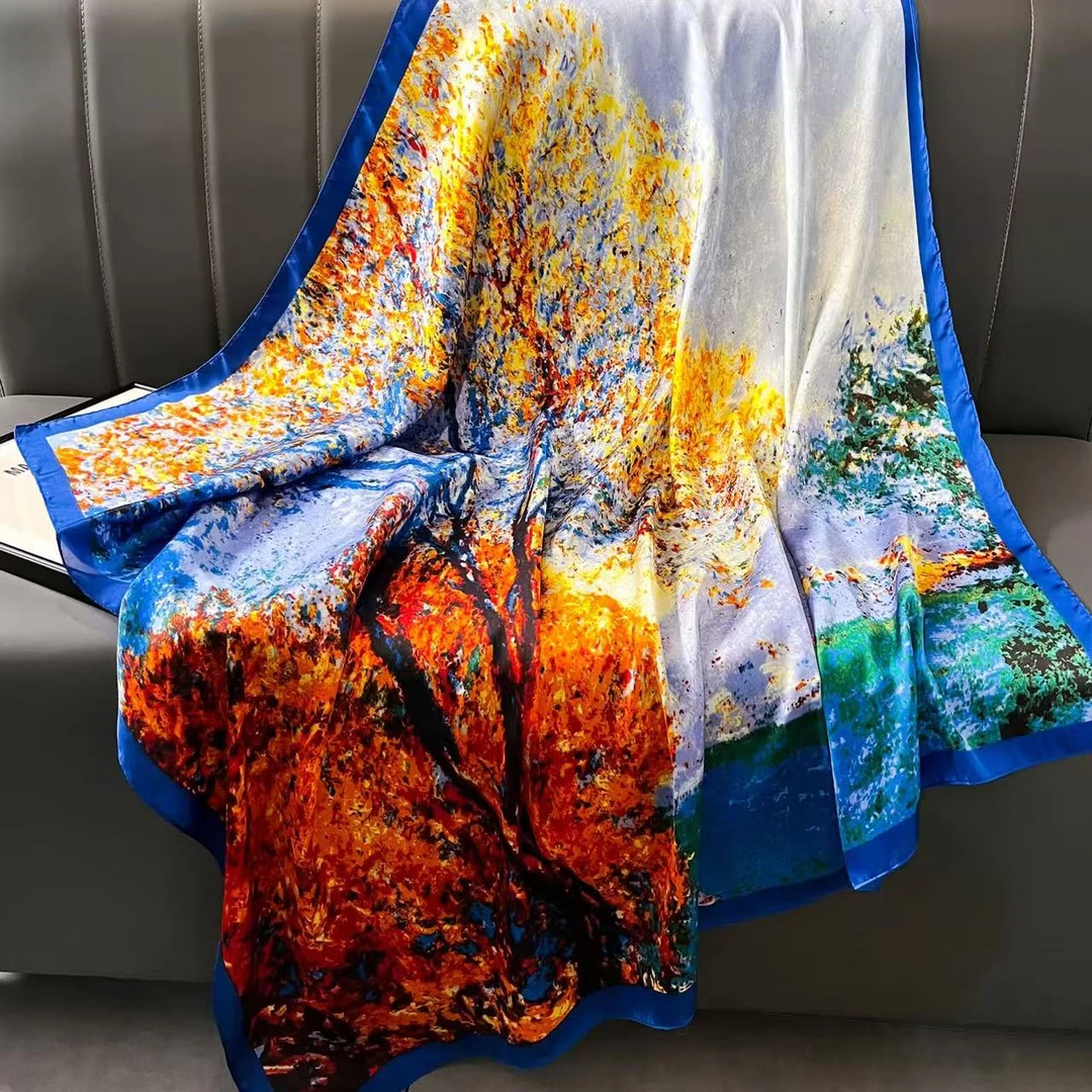 100新款百搭杭州丝绸丝巾110*110#1670