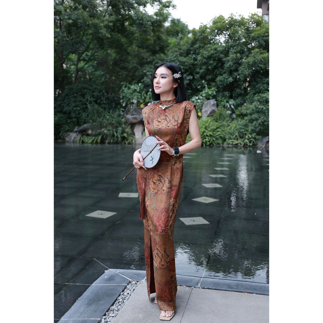 【妙妙精选】HUANGNAJI星条绉-时尚气质中式设计感旗袍556/556-1