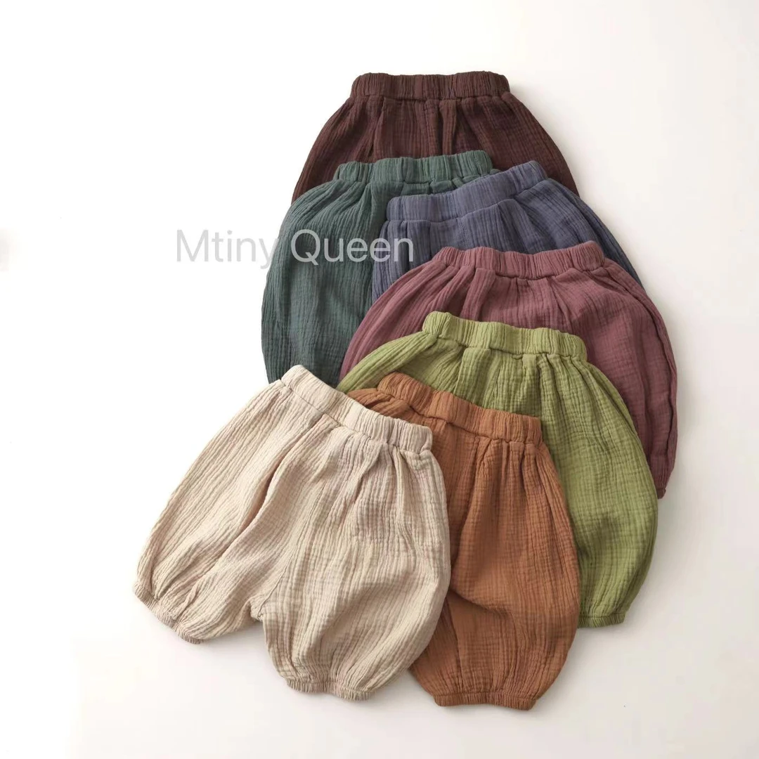 【裸感裤】夏季极简风松紧腰休闲裤薄款防蚊裤纯色男童韩版九分宽松