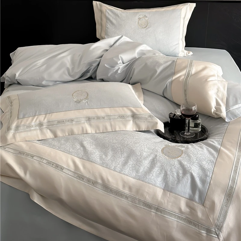 路约威格轻奢风提花全棉120支长绒棉四件套高级感纯棉床床上用品