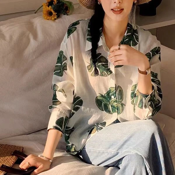 【向姐】高级气质春日氛围印花蕾丝衬衫251483