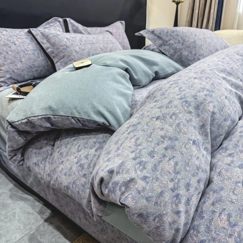 秋冬加厚全棉四件套保暖斜纹纯棉印花柔软被套被罩轻奢床单透气好