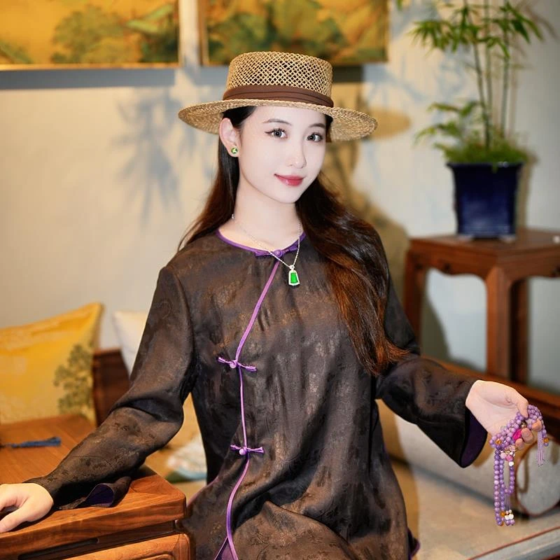 蓝大【​​冬至 】桑蚕丝香云纱上衣5204
