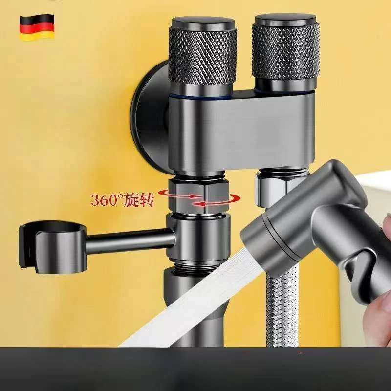 JIOLWE精铜马桶伴侣一进二出双控双出水加强力喷枪卫生间双控角阀