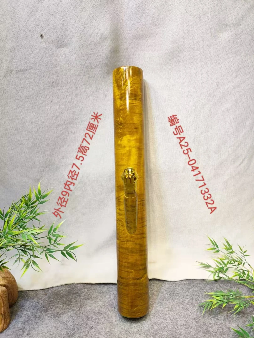 1332号缅甸金丝楠木水咽筒整体无拼接风干老料不易开裂变形