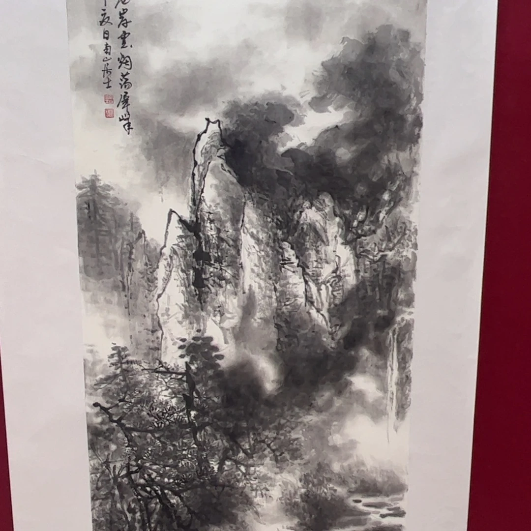 苍***鹰国画三尺山水作品m