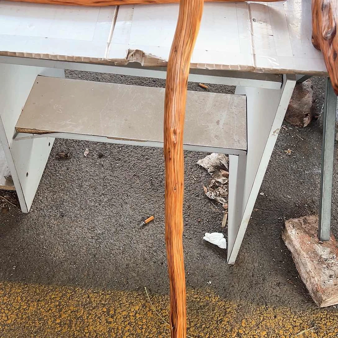 柏木青**水太行虎皮纹拐杖