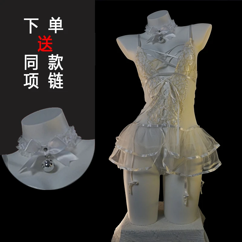 [80-120斤]网红镂空性感吊带女士睡裙蕾丝诱惑复古连体纯欲聚胸