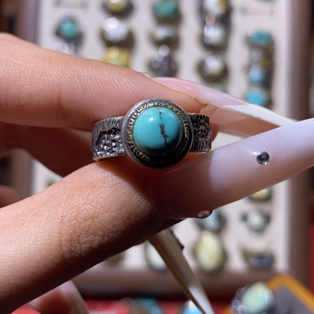 绿松石银S925镶嵌戒指