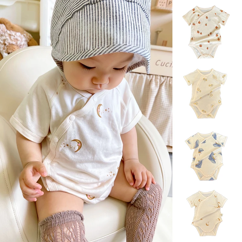 A类婴幼儿短袖包屁衣竹棉无骨三角哈衣宝宝打底睡衣夏季薄款爬服