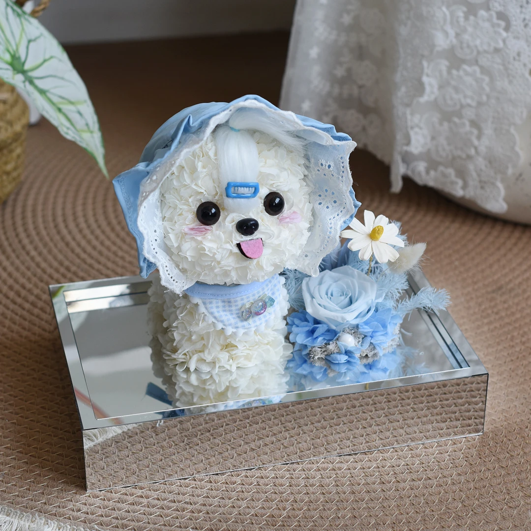 永生花小狗比熊马尔济斯礼盒情人节送老婆女友闺蜜高级感生日礼物