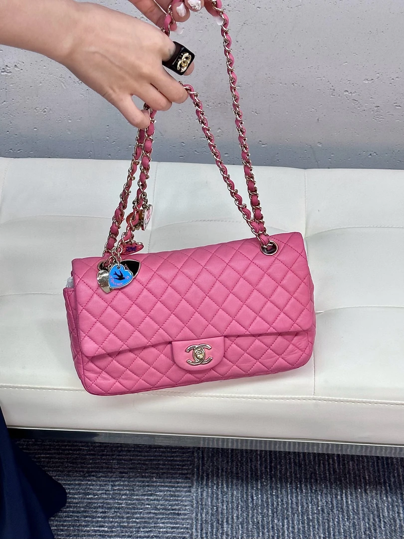 95新 Chanel/香奈儿 chanel桃粉色情人节限定cf斜挎包 (K)
