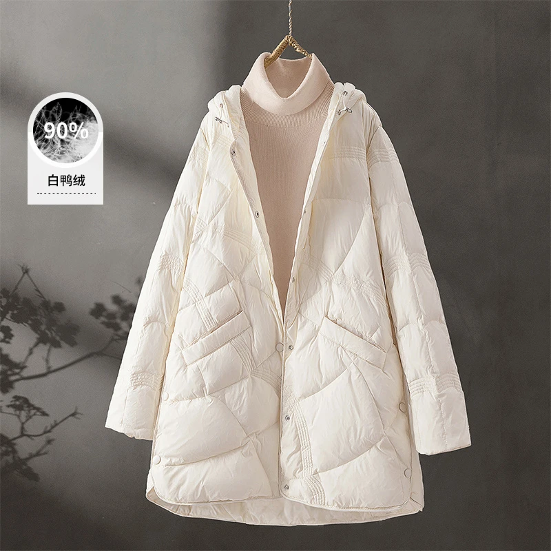 丝柏舍2025冬装新款女装纯色长袖宽松休闲外套羽绒服S43B4966Y