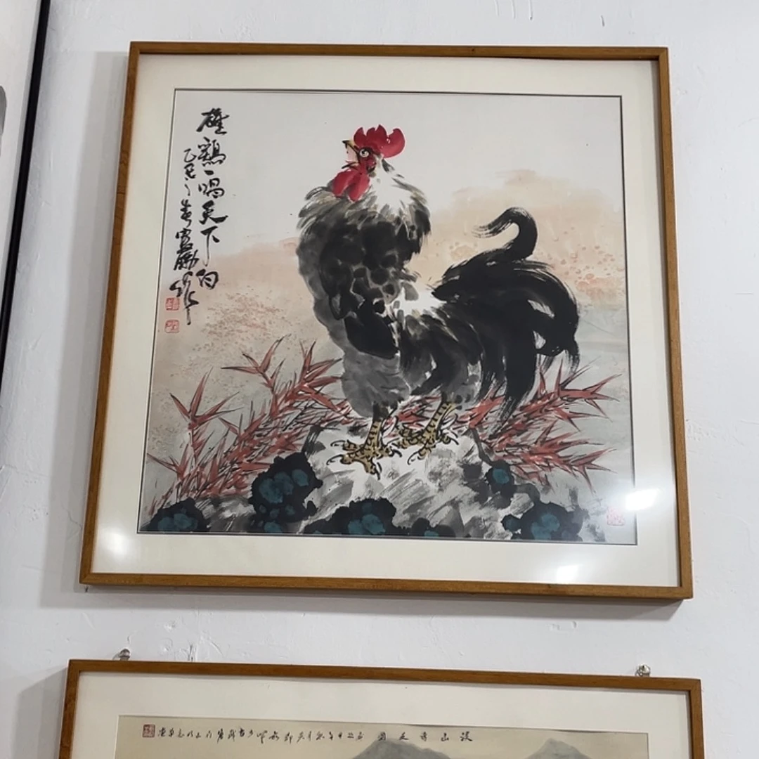 云***时国画娄鹏四尺斗方雄鸡