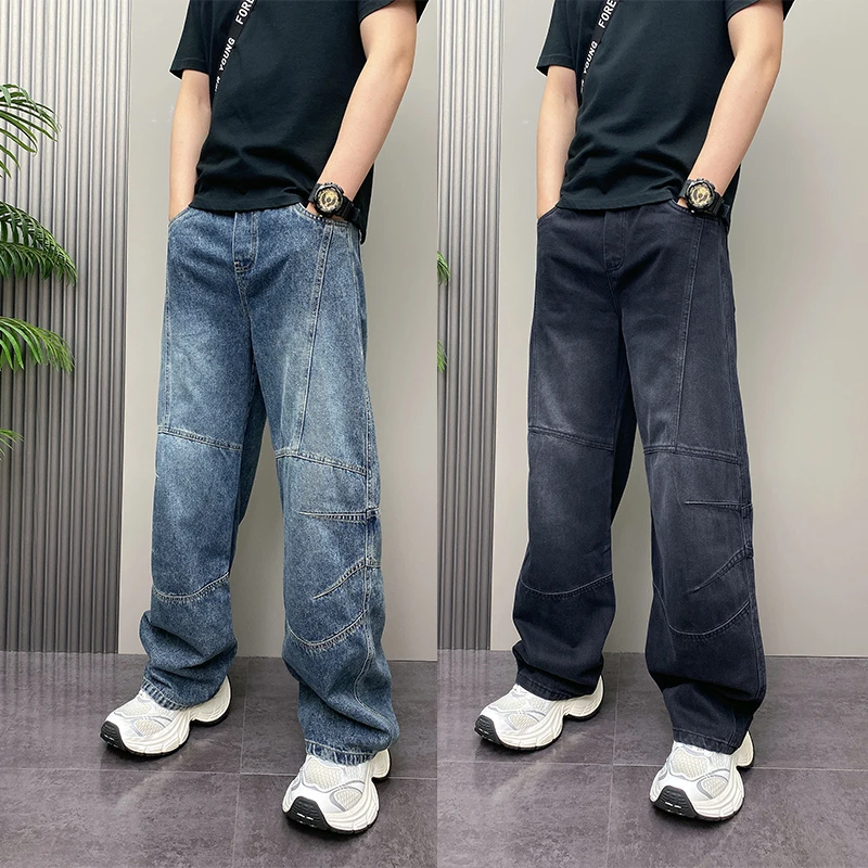 2025秋季新款设计感立体裁剪怀旧牛仔裤男士欧洲站弯刀直筒长裤子