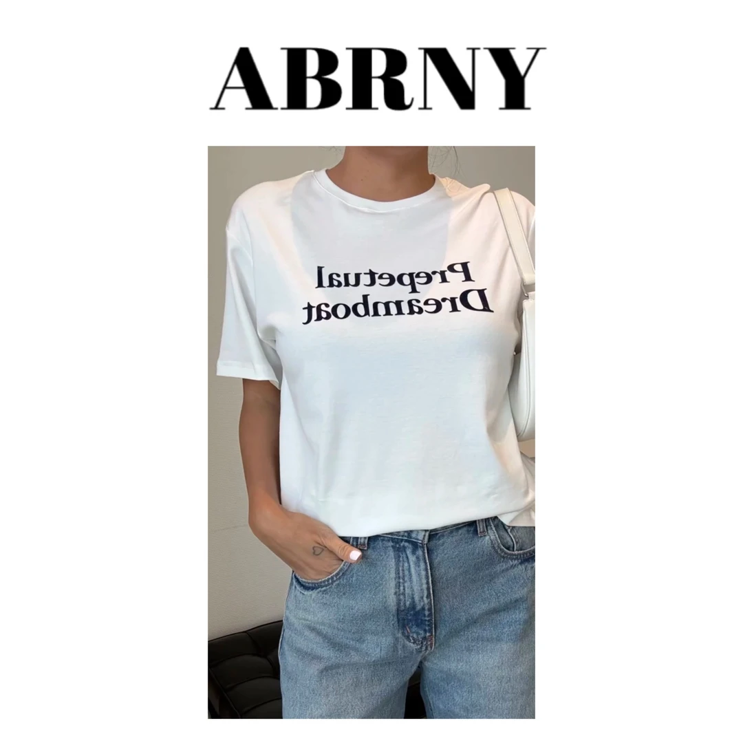 许小黑【梦中情T】圆领白色简约T恤中长款潮流印花短袖韩版字母259