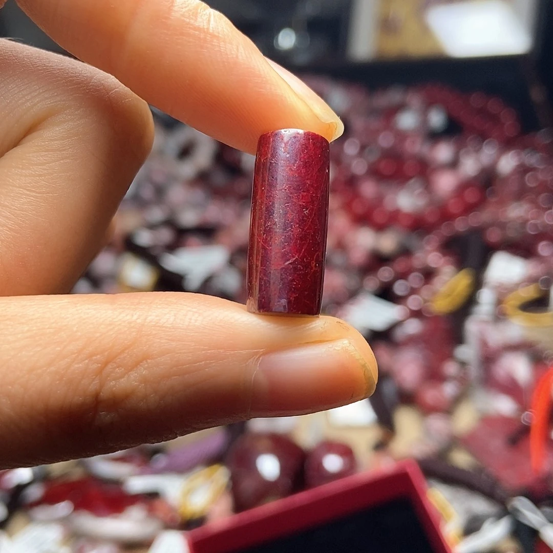天然辰砂原矿桶珠