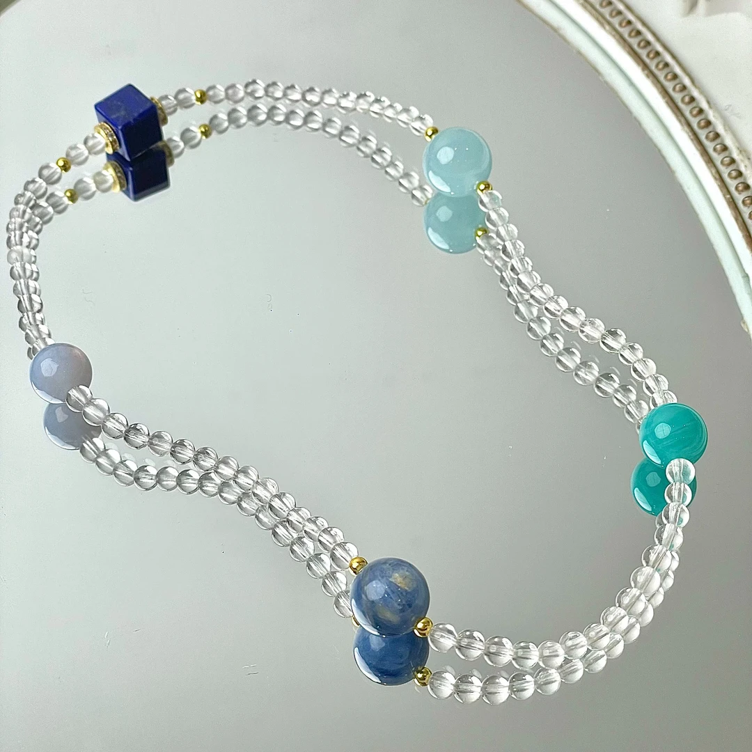 【756 守护平安】白水晶等水晶3-4mm双圈手串面小仙多样性发其一Z