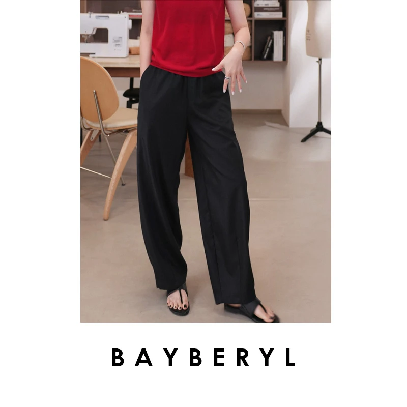 BAYBERYL老贝Cozy裤*灰茧型羊毛通勤遮肉秋休闲裤9XXK5G1744