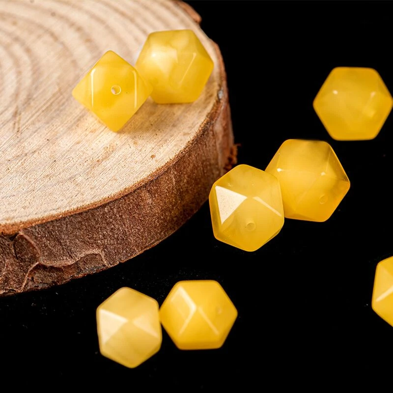 天然蜜蜡唐八棱单珠圆珠单颗手串珠子散珠金刚星月菩提文玩配饰