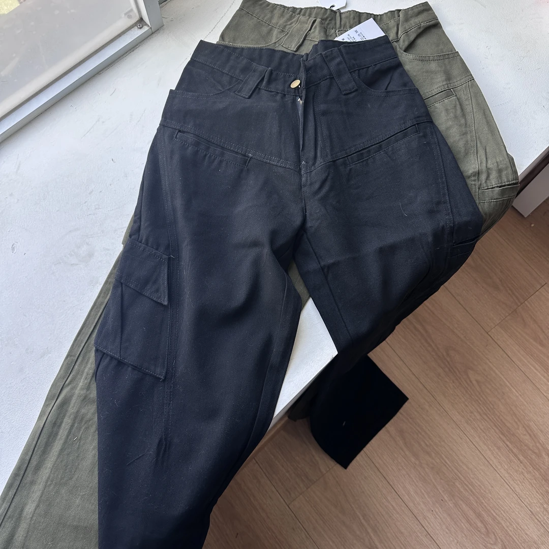 新款美式复古直筒牛仔休闲工装裤H12