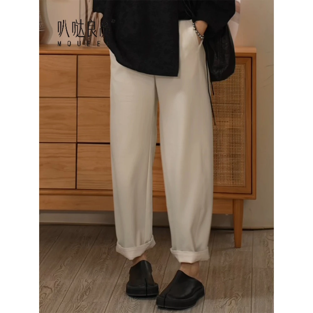 【叭哒不惑】云朵裤 绵羊毛松紧腰休闲裤英伦复古阔腿裤垂感百搭