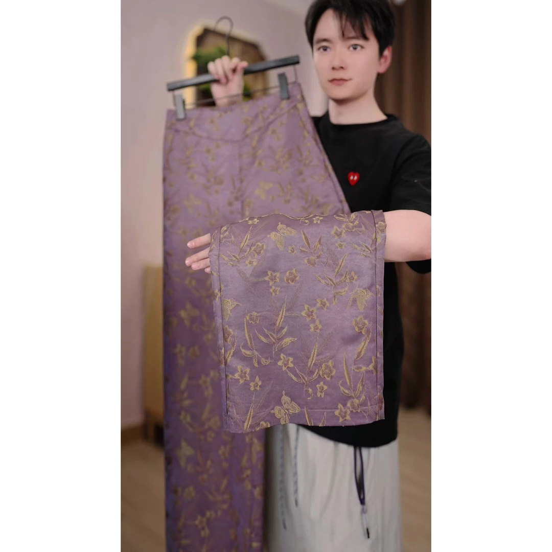 蔓紫新中式气质百搭直筒裤（DK73/臻/付/金)