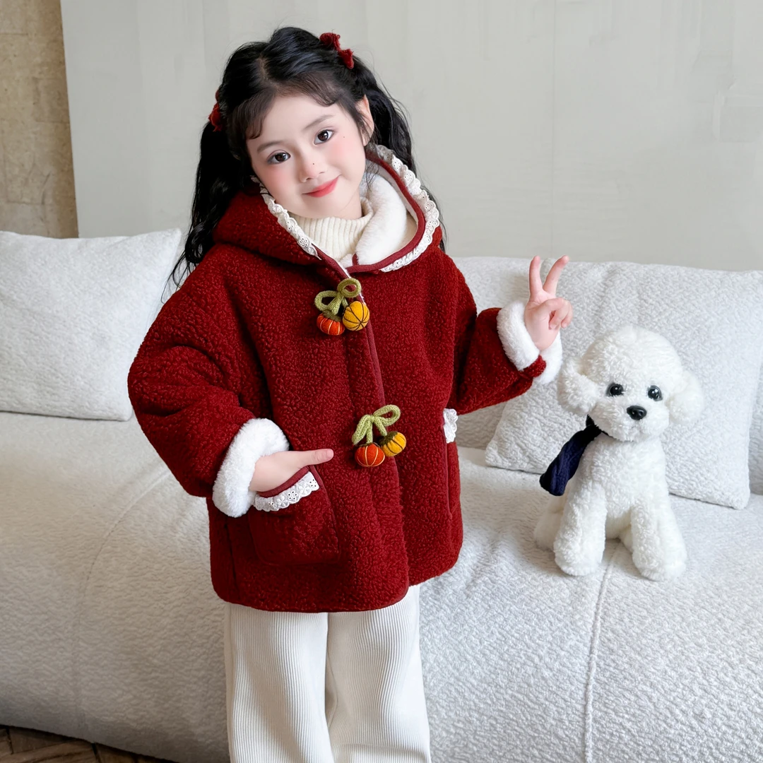 女童加厚毛毛衣秋冬装2025新款洋气儿童皮毛一体外套宝宝冬季上衣