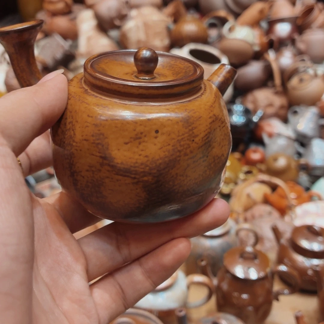 柴烧老岩泥手工茶壶器皿