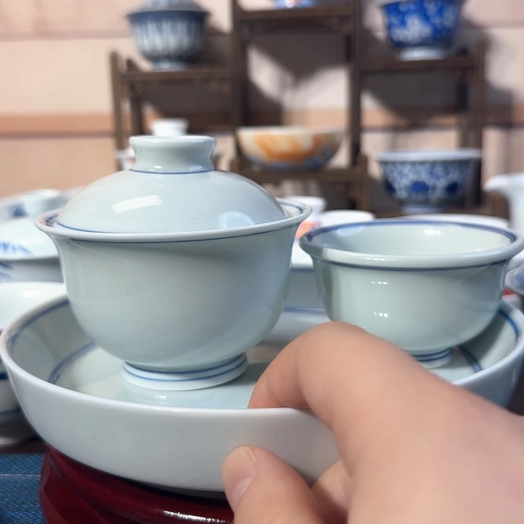 瓷片壶承盖碗压手素烧柴窑手工