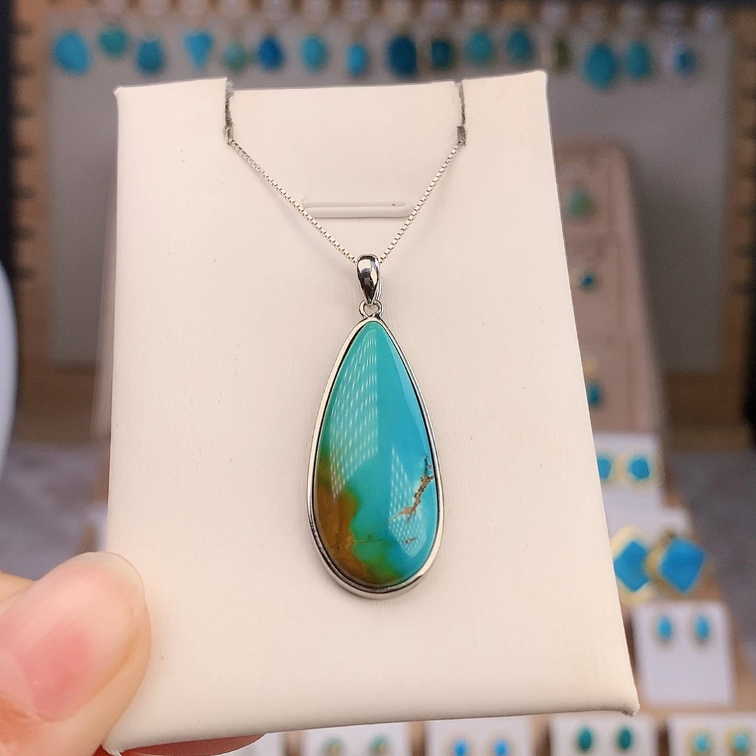 银S925镶嵌绿松石颈饰