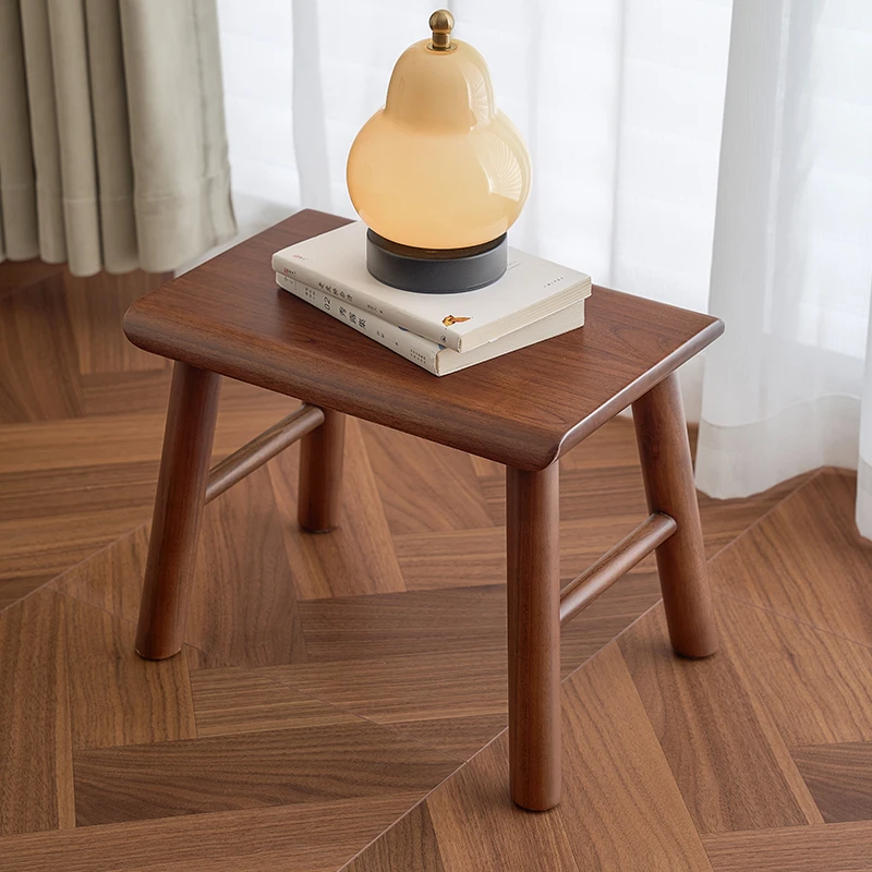 苏作集进口缅甸柚木定坤矮凳家用客厅简约矮凳换鞋凳卧室化妆凳