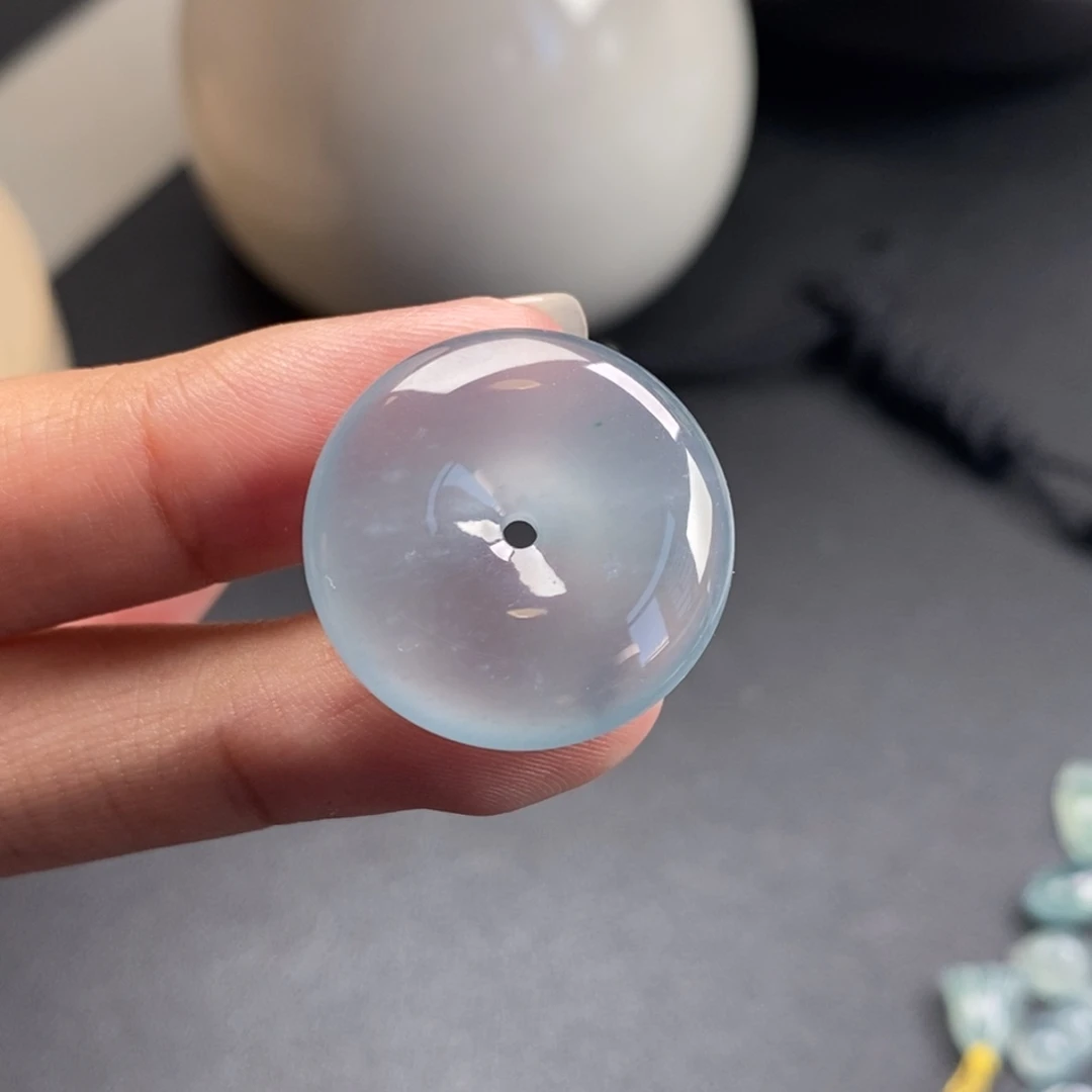 翡翠裸石冰蓝平安扣