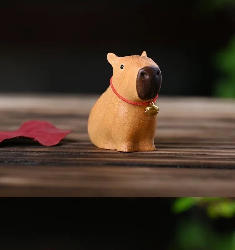 黄杨木卡皮巴拉手把件网红水豚治愈系佛系送礼摆件稳定情绪礼物