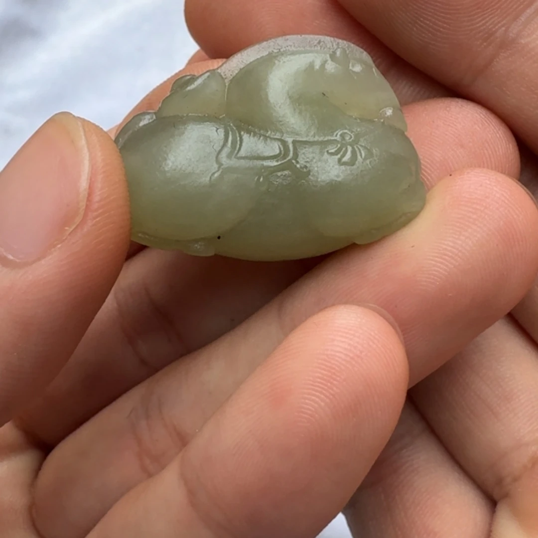 鹿***通和田玉银S925镶嵌耳饰