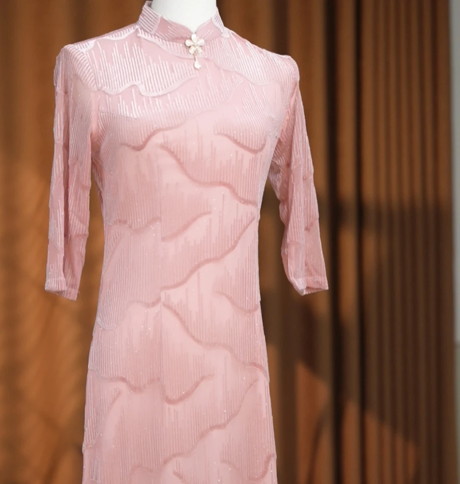 雅木  风兰 春夏款气质百搭旗袍（衣长120左右）