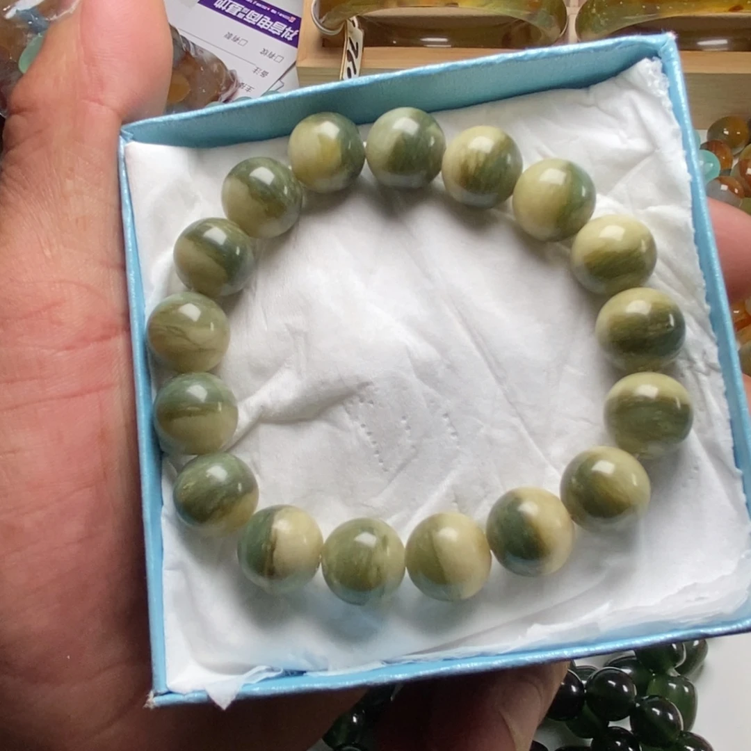 蛇纹石玉未镶嵌手链岫岩花玉卡12半壁特色福利