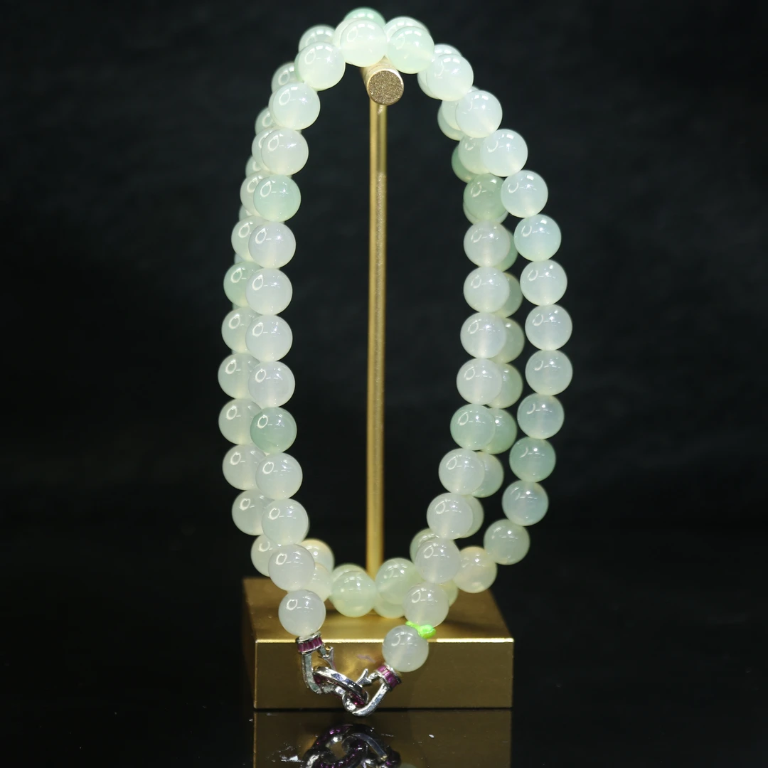 45天然缅甸翡翠A货冰晴珠链/500352/上海嘉禾拍卖