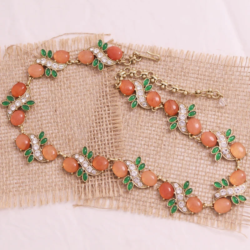 铜合金琉璃项链 少女风女仙女复古港风甜美复古/宫廷高质项链X059