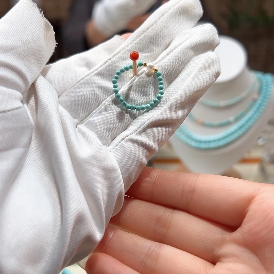 南红玛瑙未镶嵌01小米珠戒圈卡2+