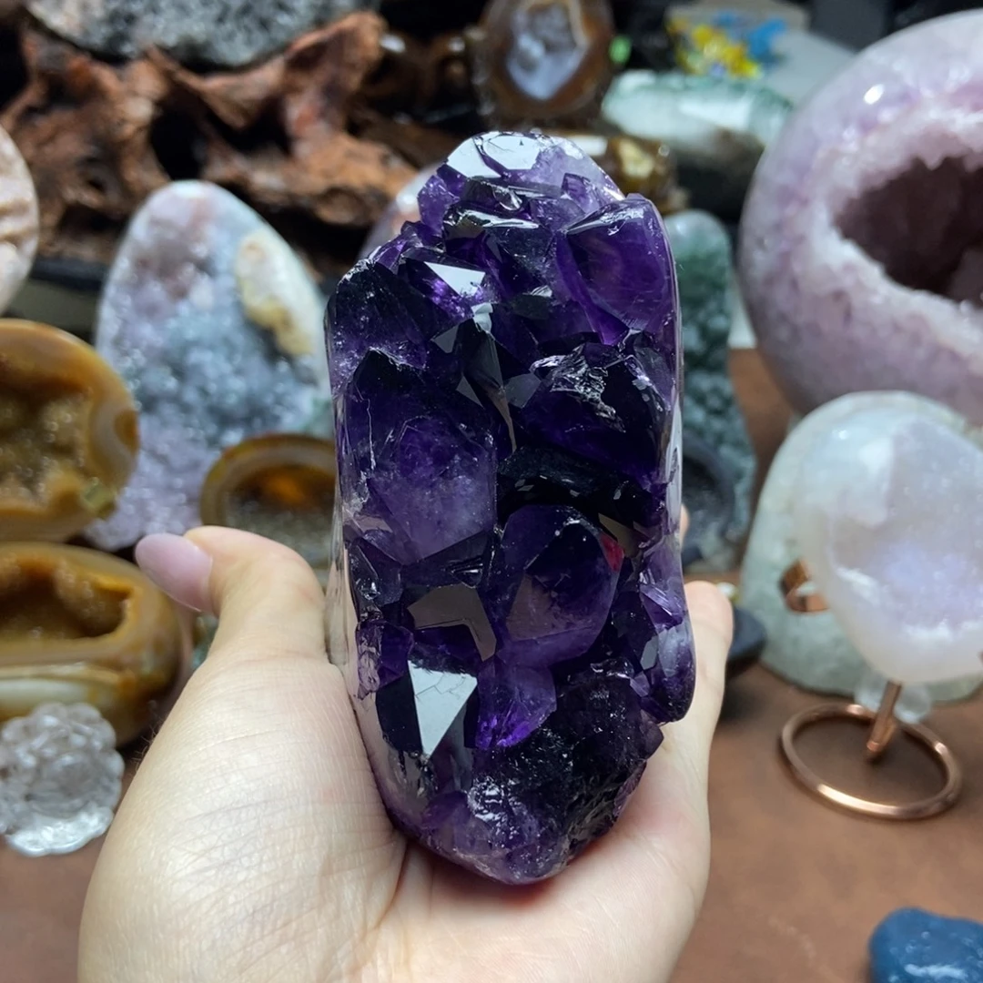 紫晶未镶嵌摆件水晶