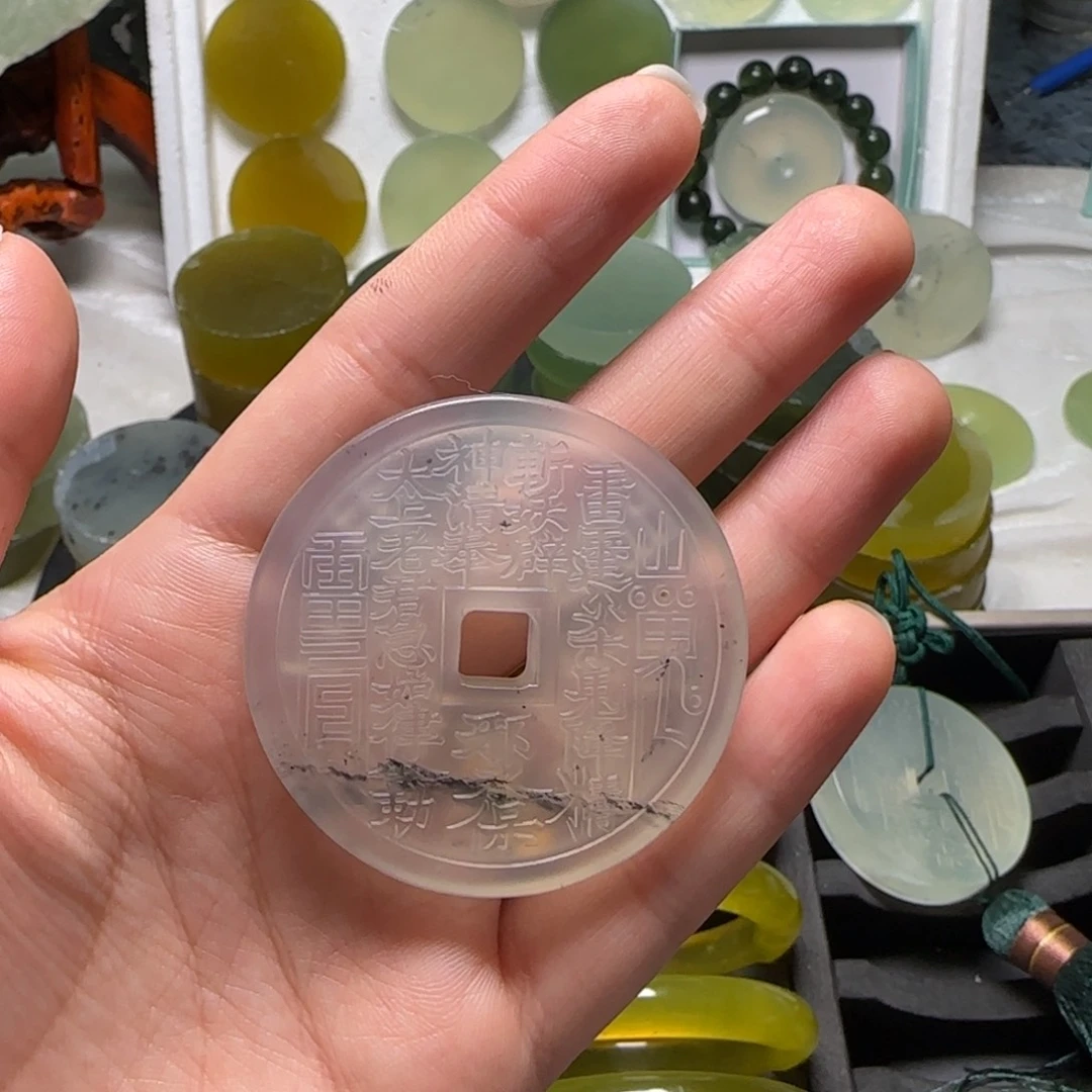 蛇纹石玉未镶嵌纯天然岫玉珠宝奇石高冰透水墨山花