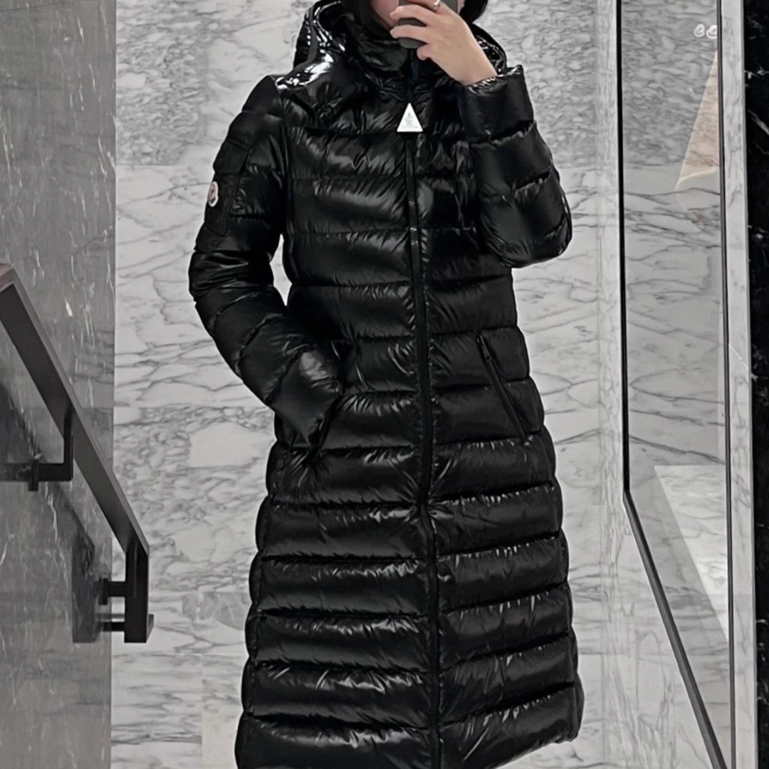 99新 MONCLER 蒙口黑色moka 长款羽绒服 1码