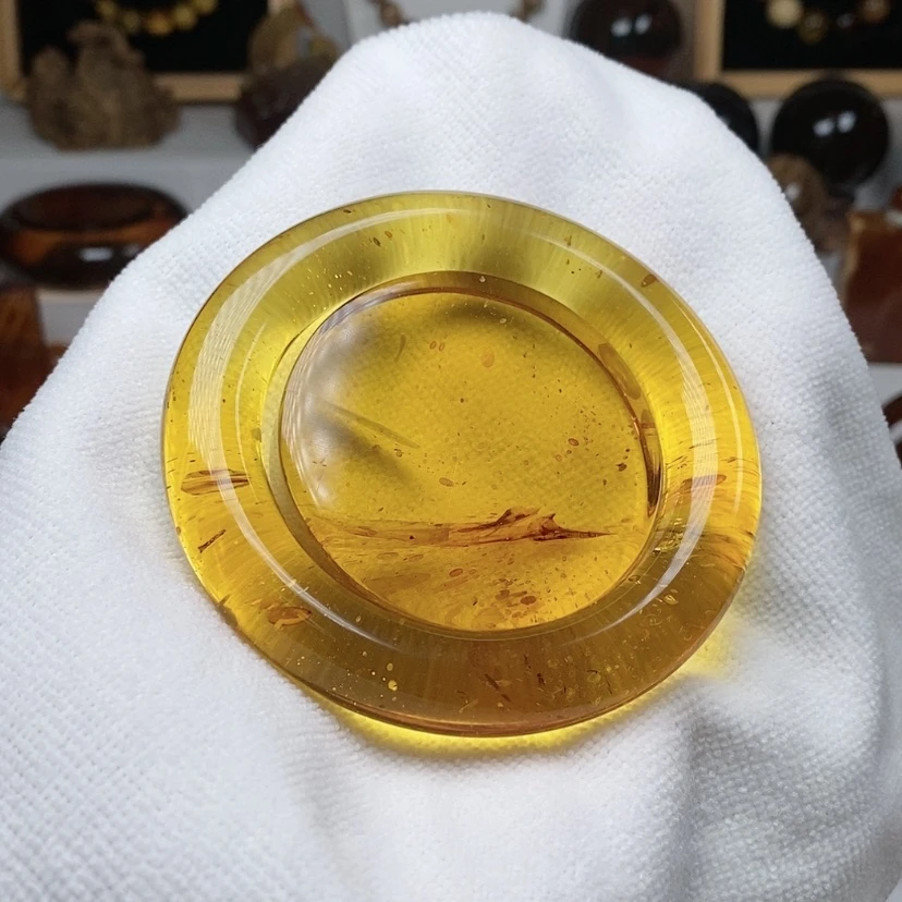 【闪购商品】未镶嵌植物珀手镯（圆镯）雨花➕植物花瓣金底景观珀圆镯