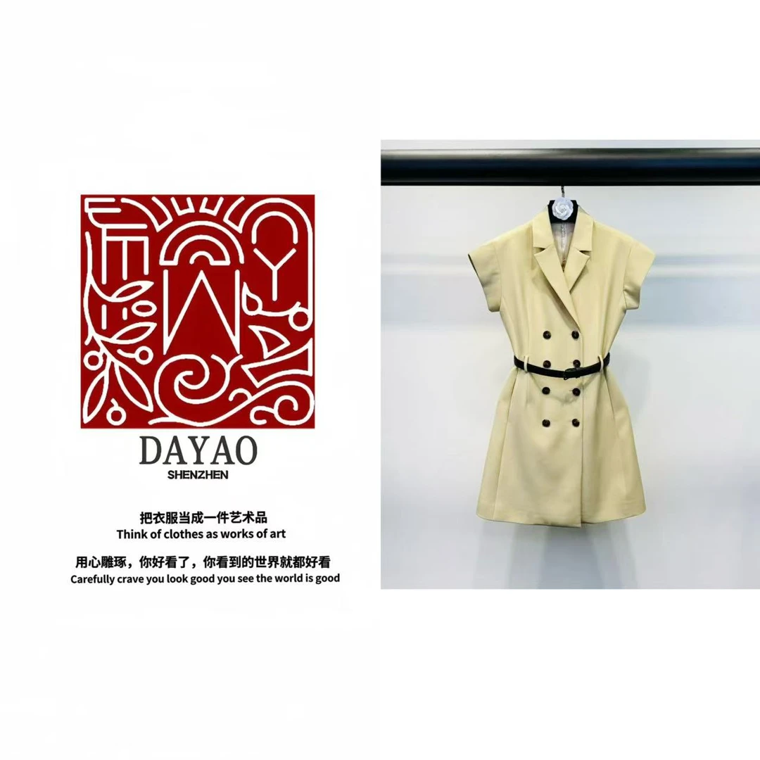 「DAYAO」25s翻领坎肩收腰腰带连衣裙收腰显瘦气质女神范WYS25312