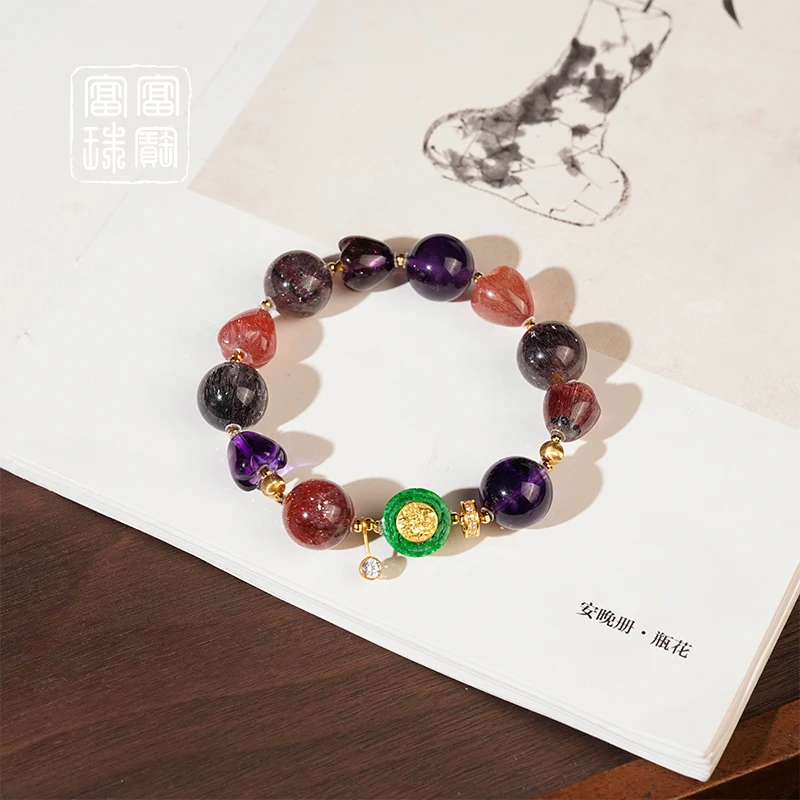 【祖花】富富珠宝 水晶18k金时尚手串（天然珠宝多样性发）